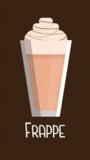 [El café frappé es una bebida refrescante y cremosa, preparada con café frío, hielo y leche, a menudo endulzada y mezclada hasta obtener una textura suave y espumosa. Perfecto para los días calurosos, puede llevar crema batida y siropes para un toque extra de sabor. ¡Un placer helado para los amantes del café!] FRAPPE